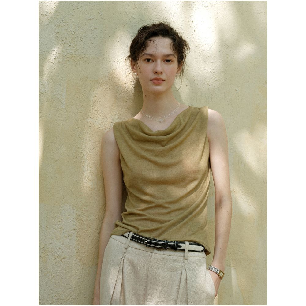ASAYA7380 – Graceful Drape Sleeveless Top 🌿🩵