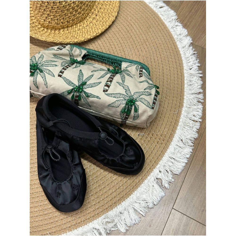 2026 Autumn Niche Fashion Casual Round Toe Satin Embroidered Low Cut Flat Shoes for Women Ballet Sneakers image 1
