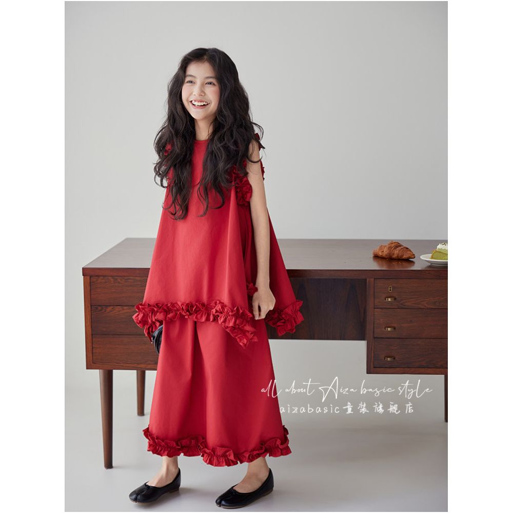 Aizabasic Irregular Lace Girls Two Piece Suit Set 2026 New Summer Style image 1