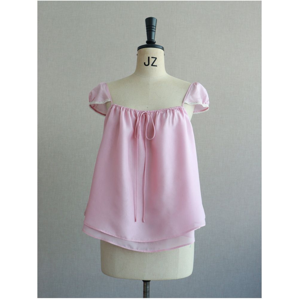 ASAYA7405 – Rosé Silk Puff Sleeve Blouse 🌸🩰