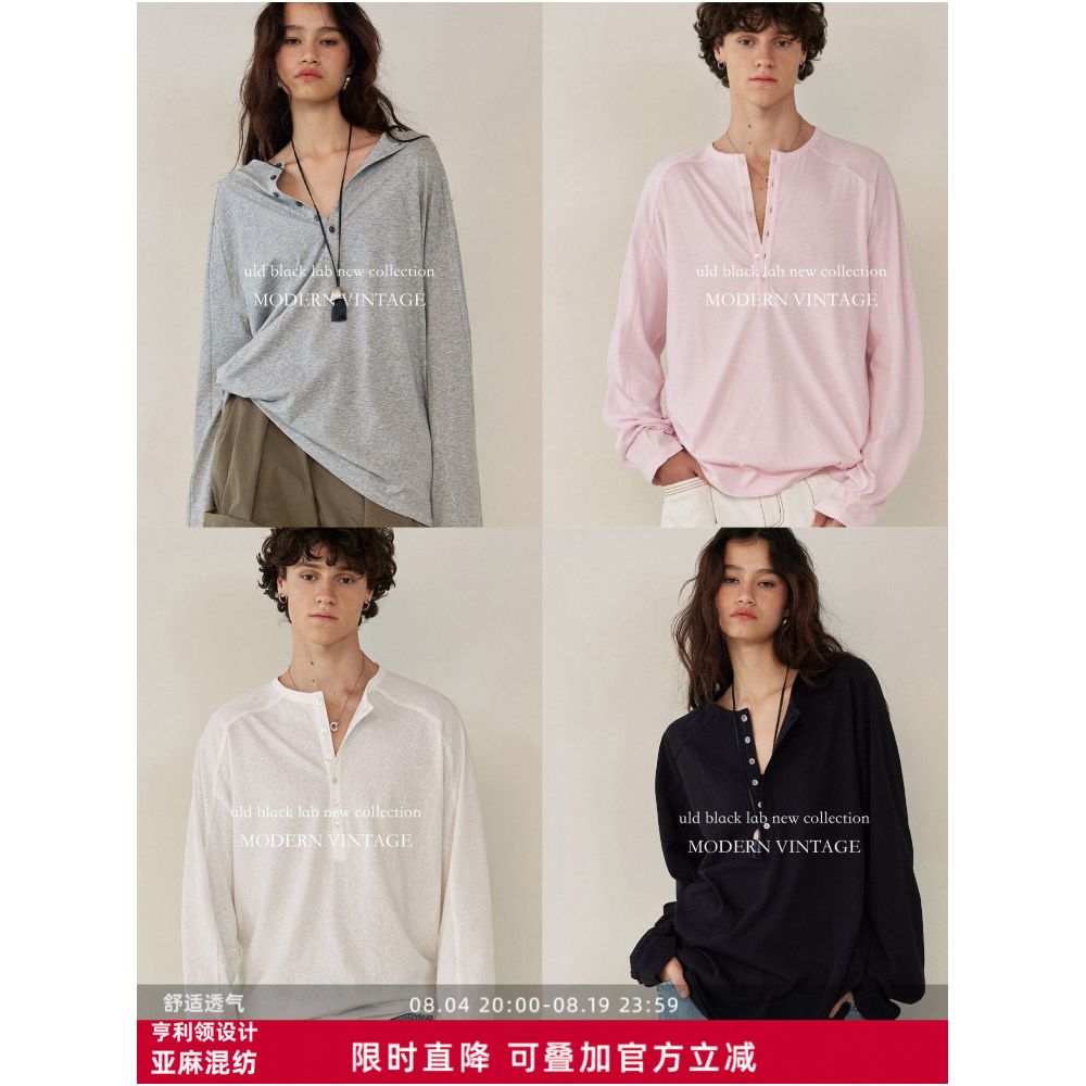 ULD Linen Blend Summer Henley Collar Polo Long Sleeve T Shirt Women s 2026 Lightweight Loose fitting Air Conditioning Shirt Cover up image 0