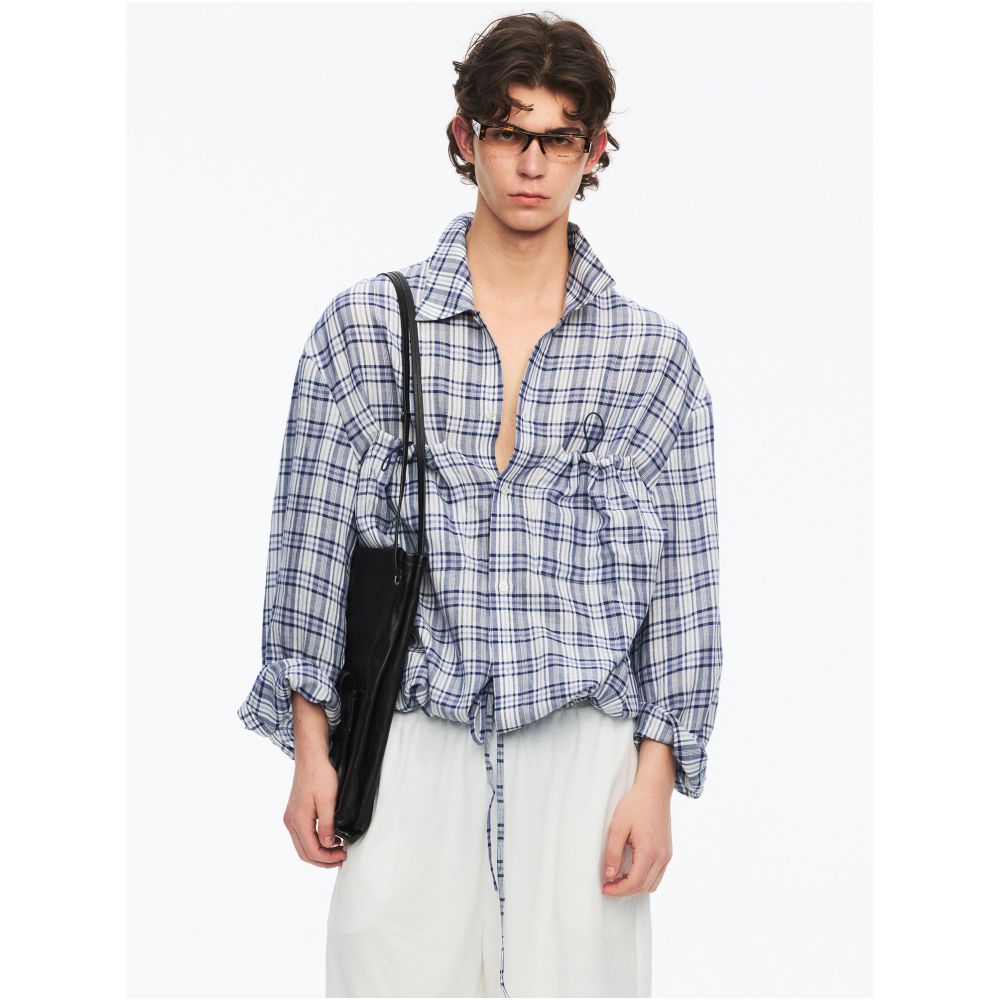 ASAYA7455 – Airy Utility Drawstring Shirt 🩵🖤