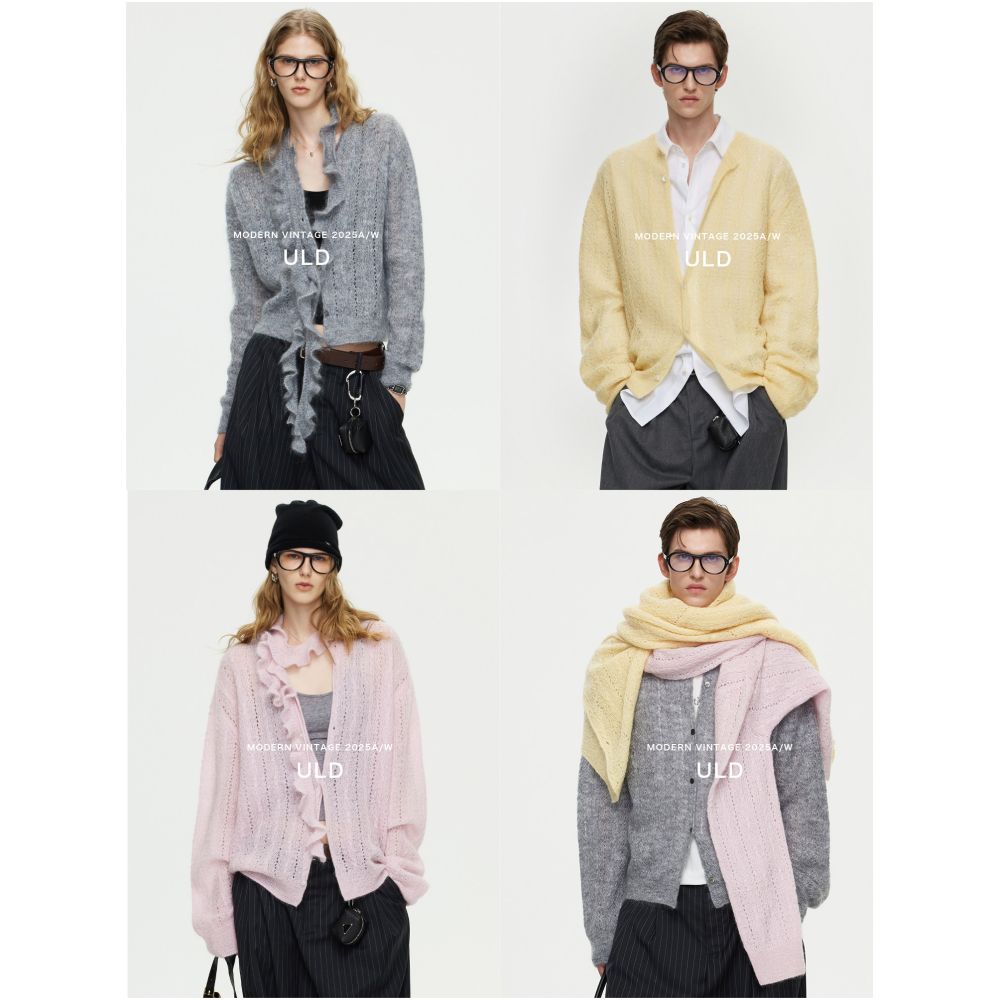 ULD Peruvian Origin Baby Mohair Australian Wool Cloud like Detachable Ruffled Edge Cable Knit Cardigan image 1