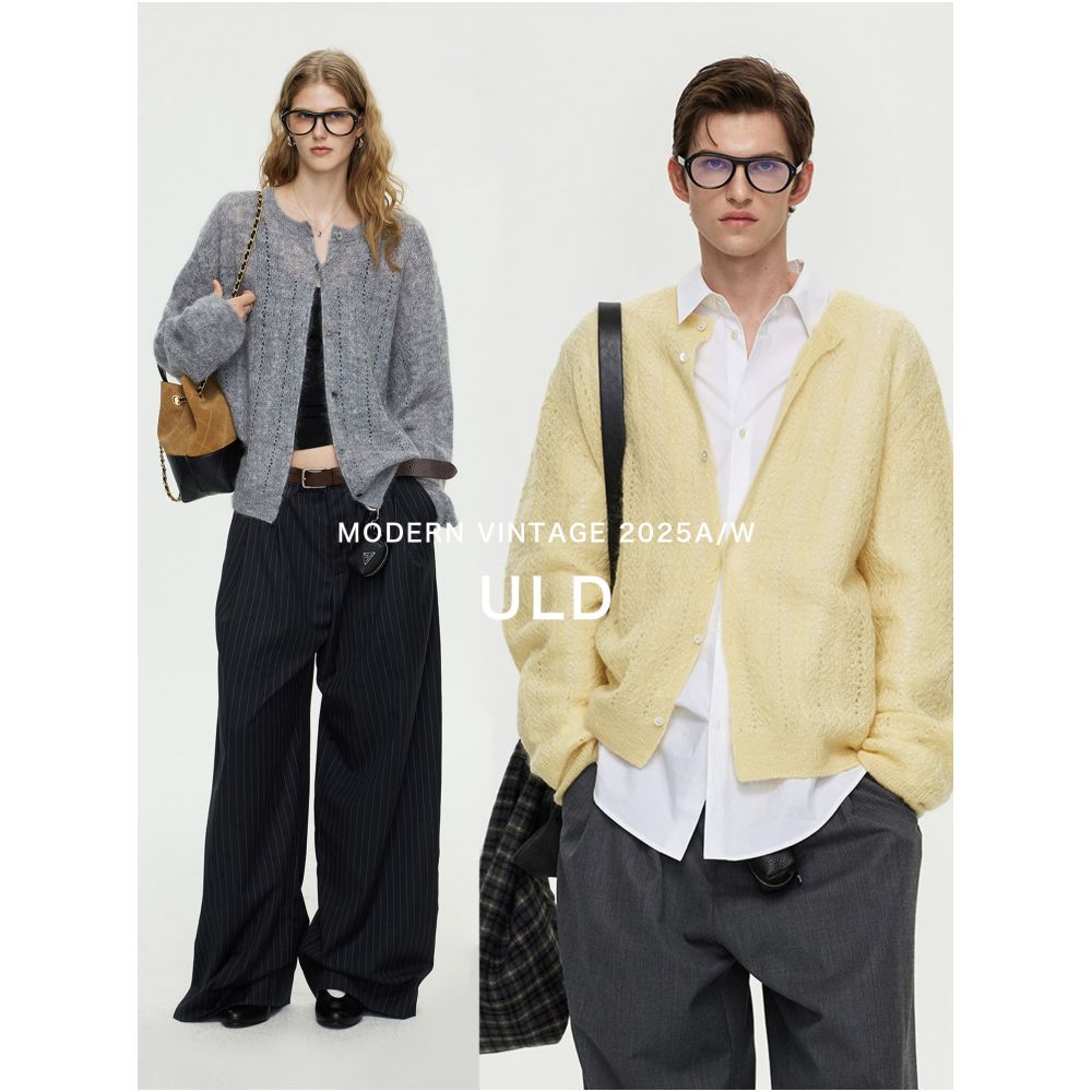 ULD Peruvian Origin Baby Mohair Australian Wool Cloud like Detachable Ruffled Edge Cable Knit Cardigan image 2