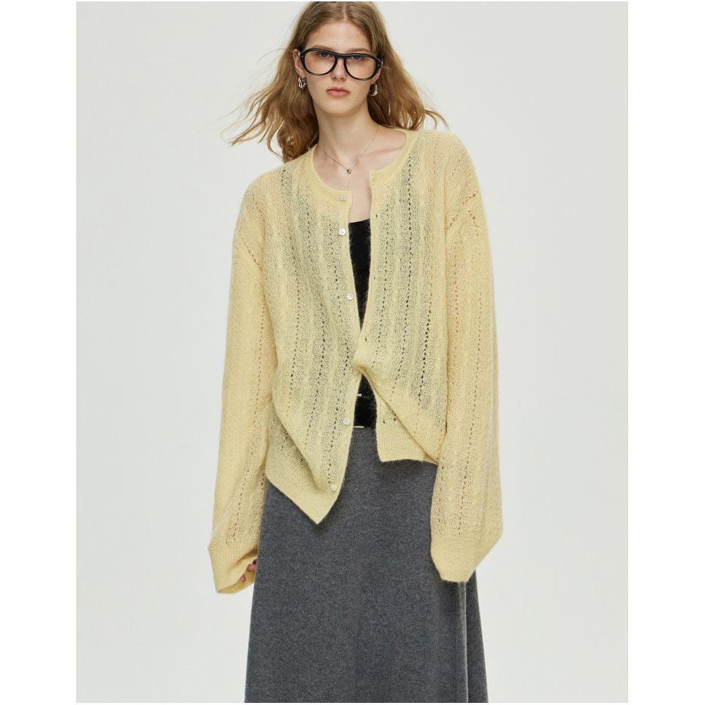 ASAYA7456 – Cloud Mohair Air-Knit Cardigan ☁️🩶