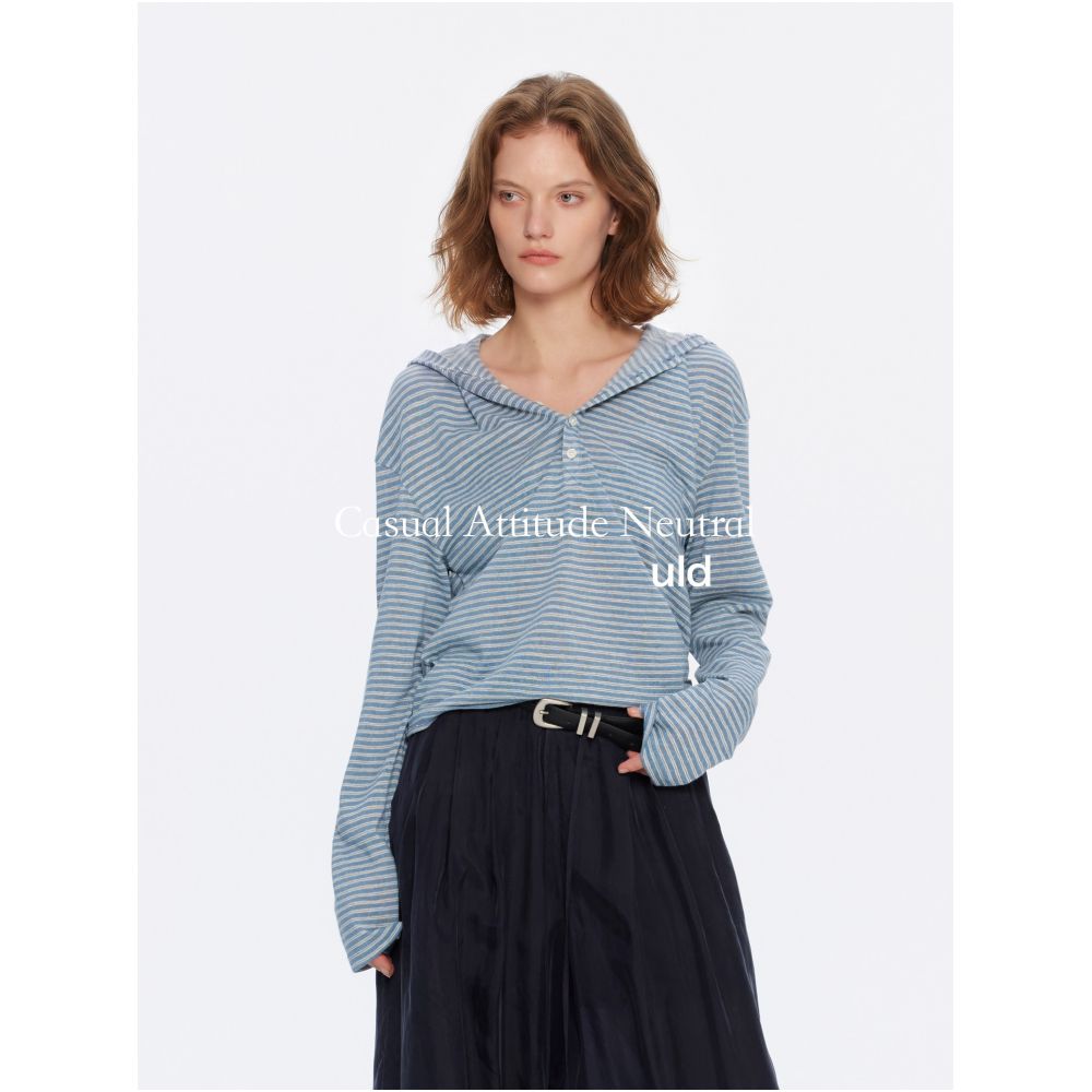 ASAYA7458 – Coastal Stripe Hooded Top 🌊🤍