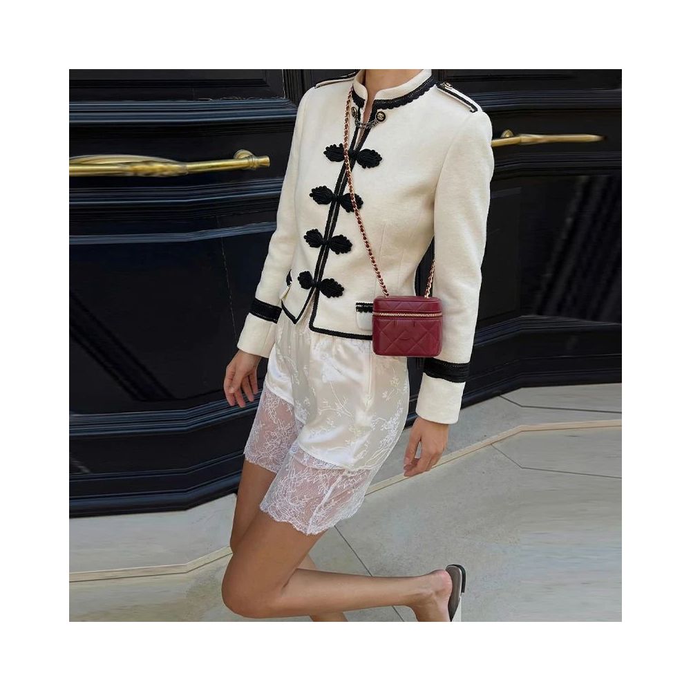 ASAYA7460 – Parisian Contrast Military Jacket 🖤🤍