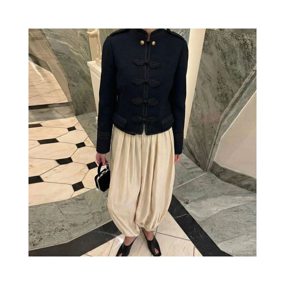 ASAYA7460 – Parisian Contrast Military Jacket 🖤🤍