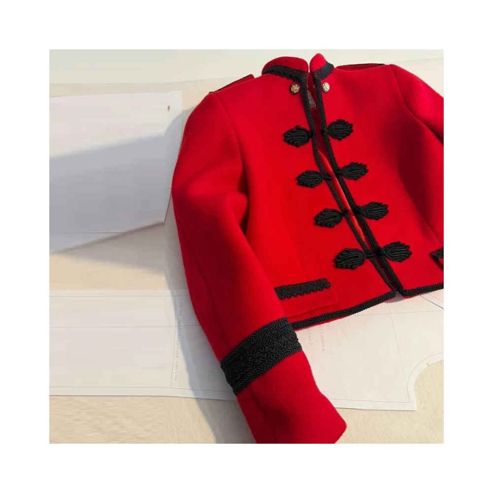 ASAYA7460 – Parisian Contrast Military Jacket 🖤🤍