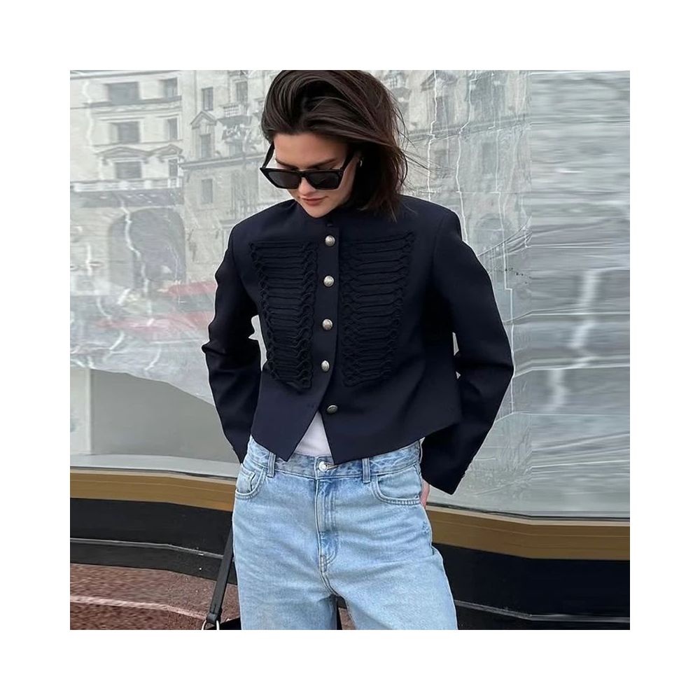 ASAYA7460 – Parisian Contrast Military Jacket 🖤🤍