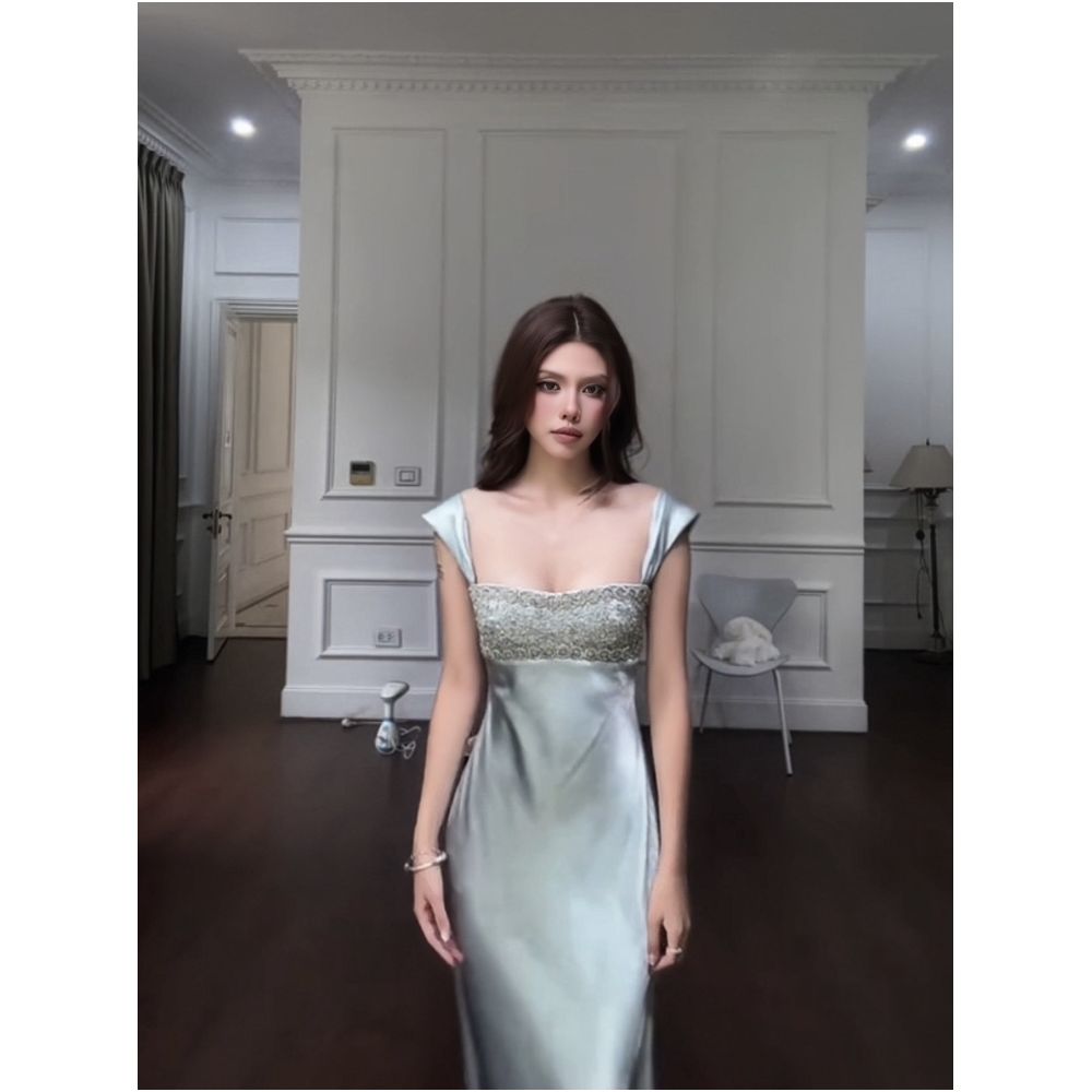 Kiooo Radiant Gown High End Custom Diamond Jewelry Radiant Satin Long Dress image 0