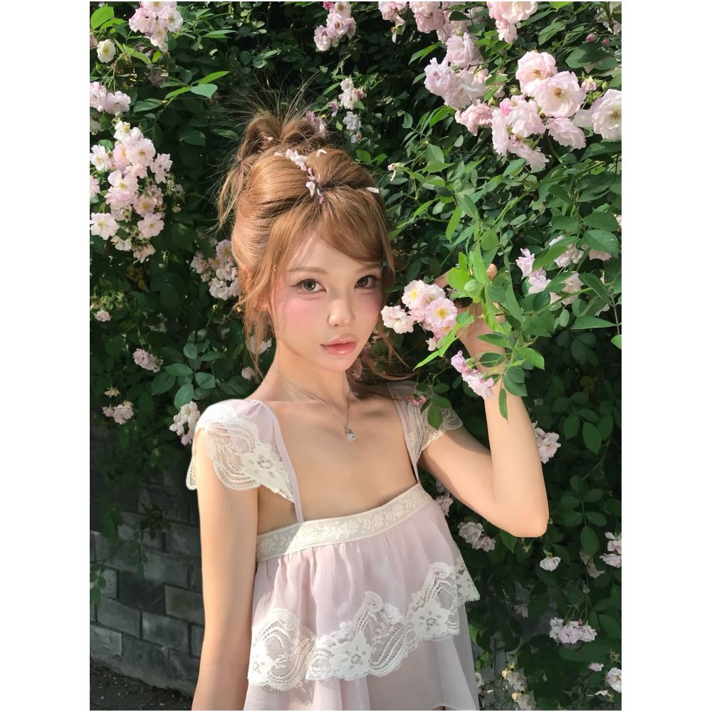 Ceiling wapa Lace short sleeve camisole top for women 26SS new stage sleeveless top image 1