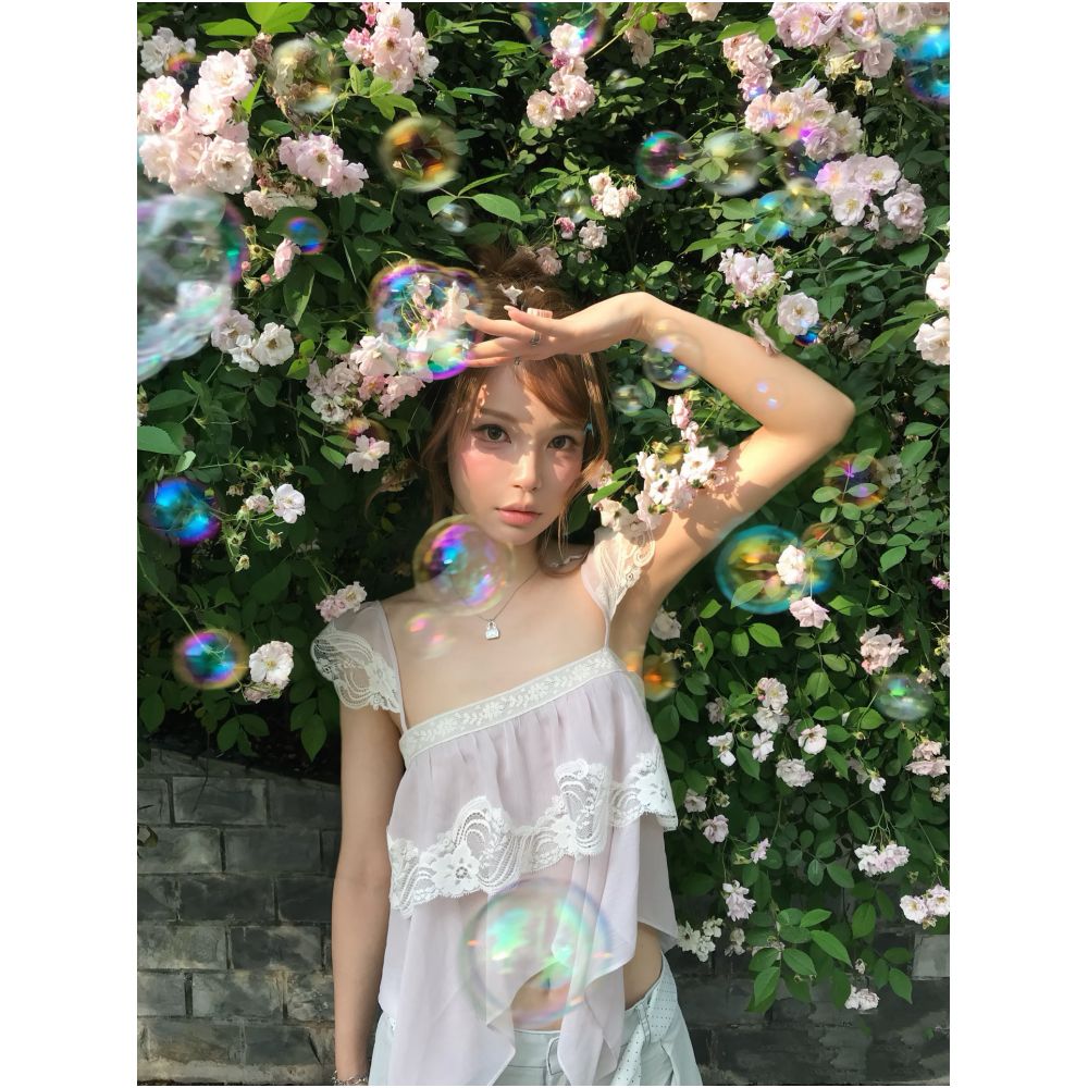 Ceiling wapa Lace short sleeve camisole top for women 26SS new stage sleeveless top image 4