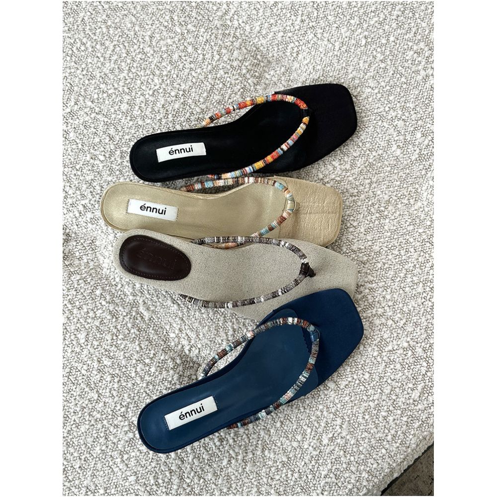ennui New Arrival Original Square Toe Stiletto Heel Retro Versatile Low Heel Flip Flops for Women image 0