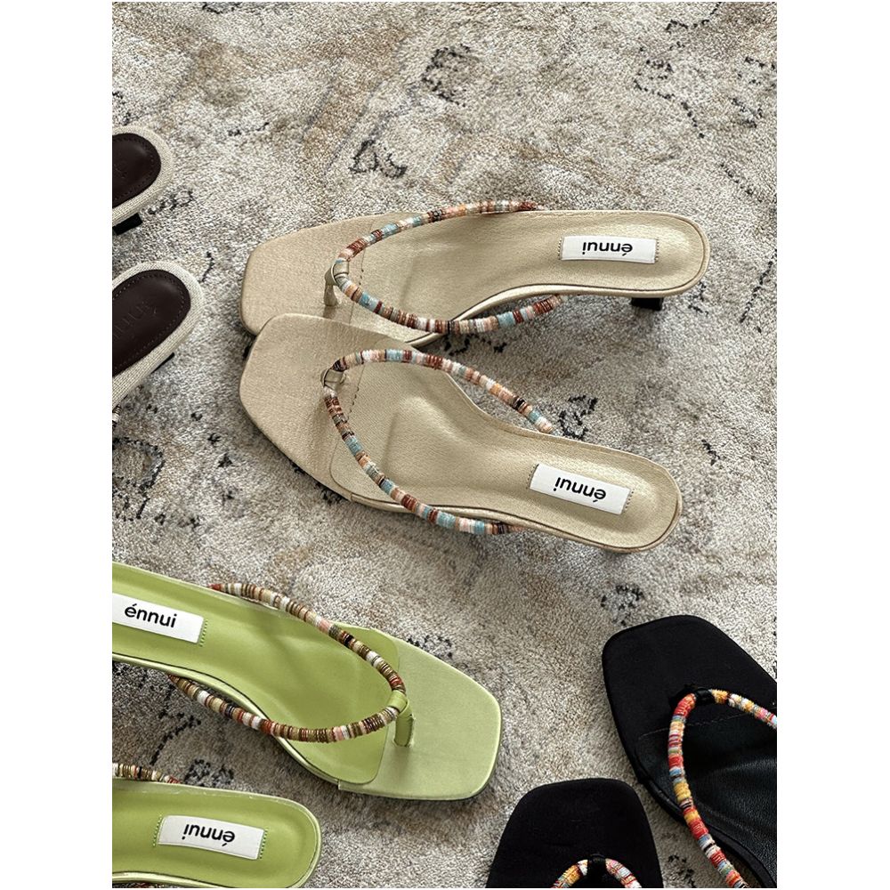ennui New Arrival Original Square Toe Stiletto Heel Retro Versatile Low Heel Flip Flops for Women image 2