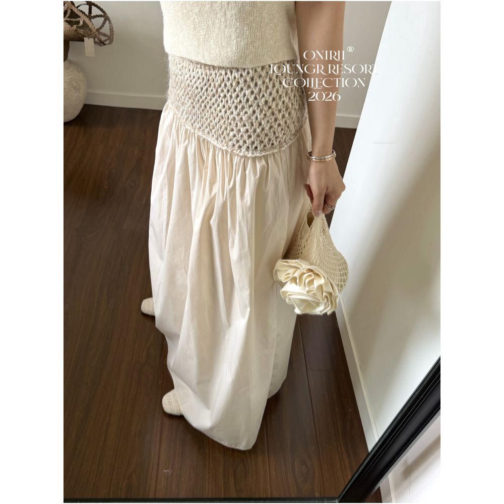 3 23 Matching Sway Resort Collection Hand woven Blend French Relaxed A line Maxi Skirt image 0