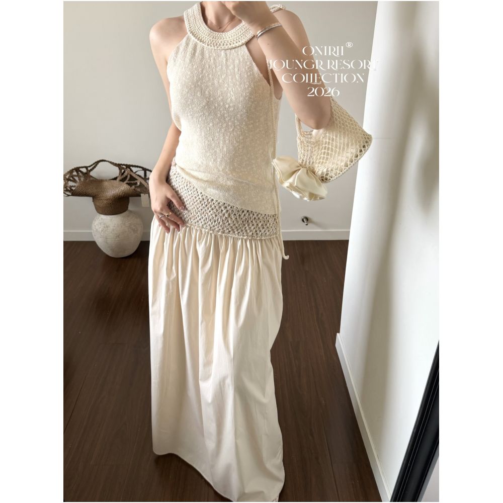 3 23 Matching Sway Resort Collection Hand woven Blend French Relaxed A line Maxi Skirt image 2