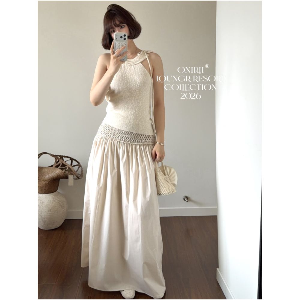 3 23 Matching Sway Resort Collection Hand woven Blend French Relaxed A line Maxi Skirt image 3