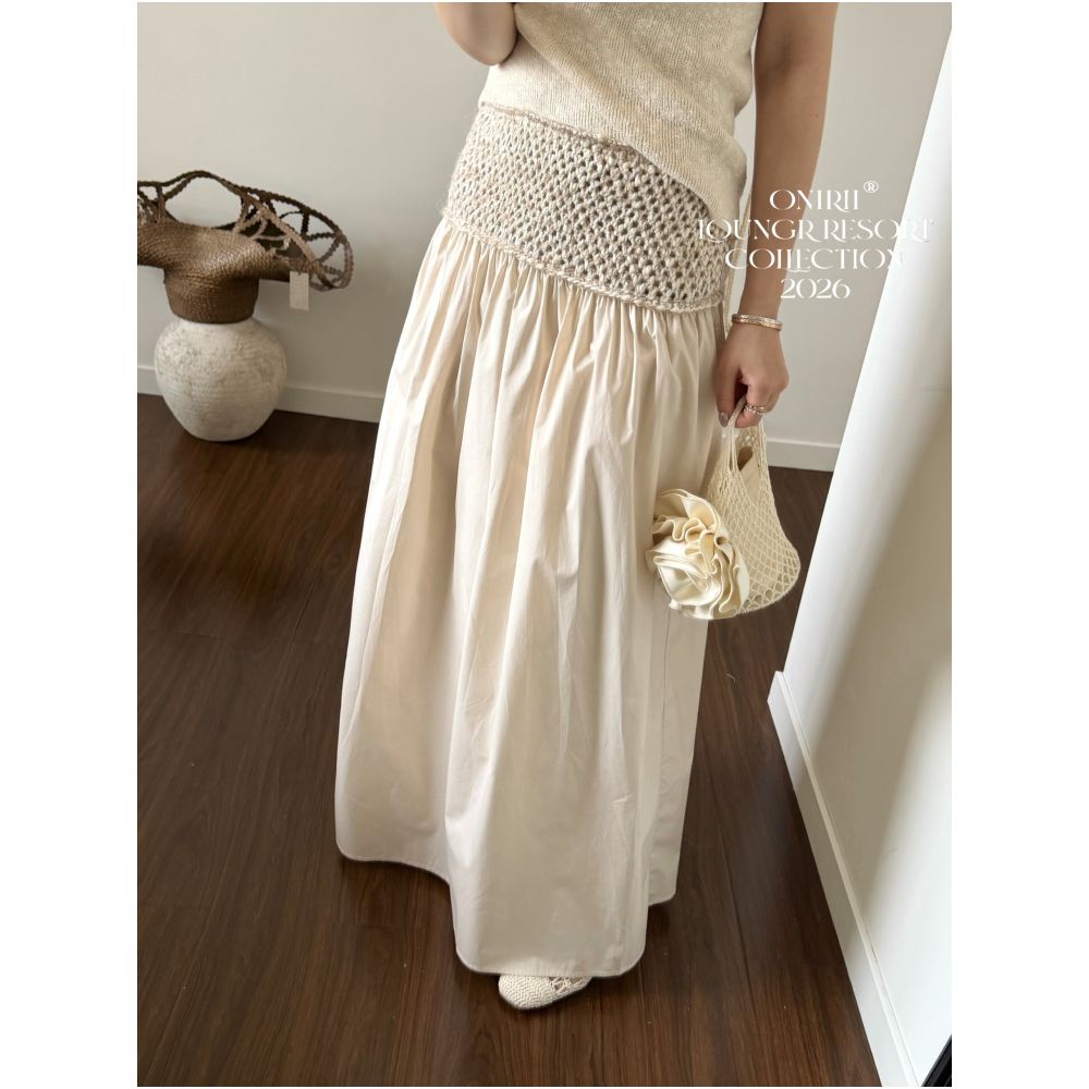 ASAYA7569 – Ivory Crochet Resort Maxi Skirt 🤍🌿