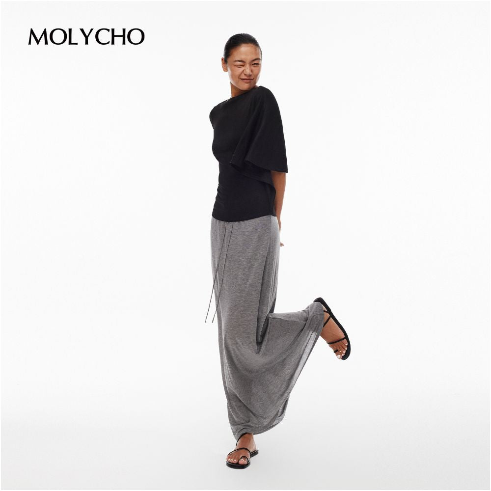 ASAYA7571 – Soft Motion Maxi Skirt 🩶✨