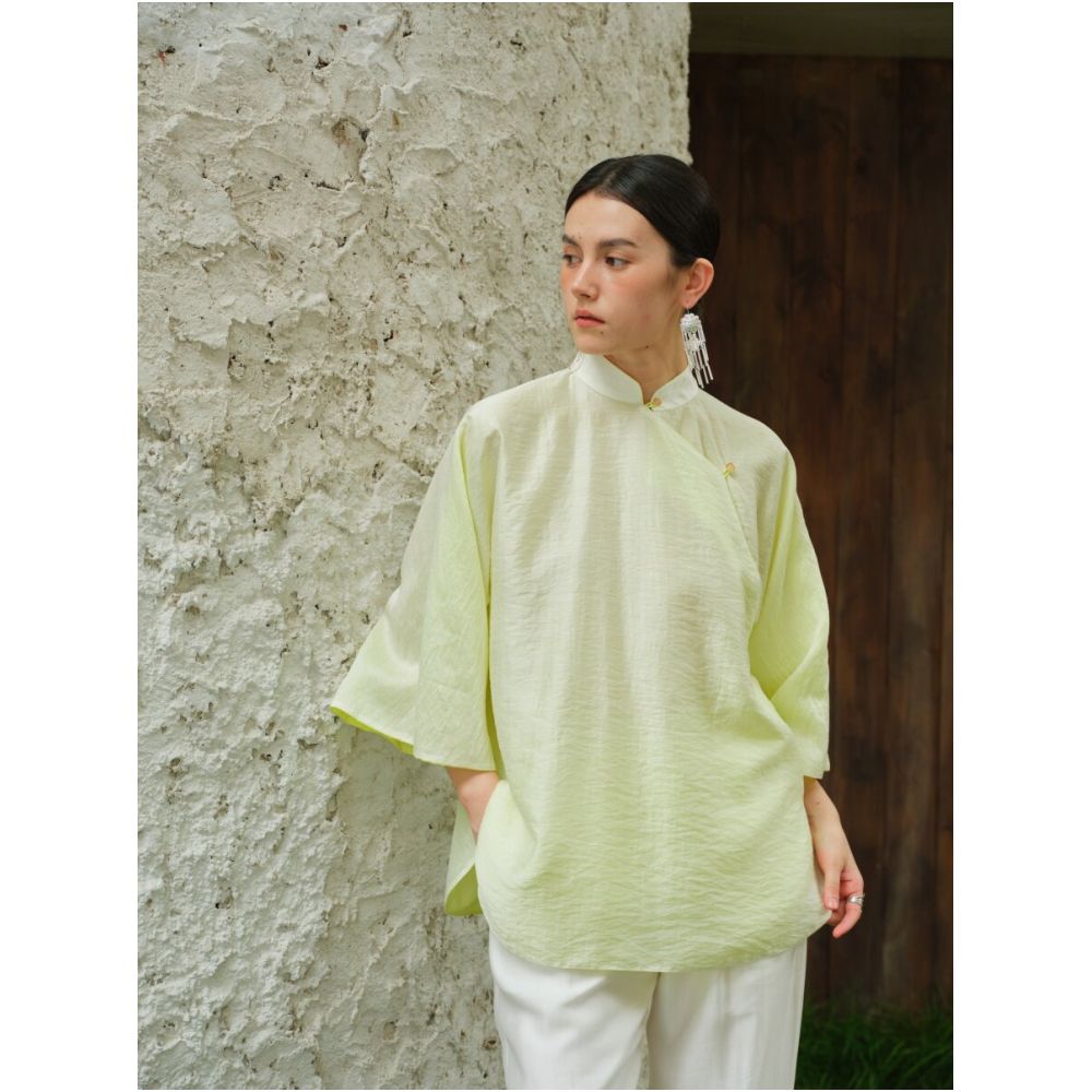 TAORAN Women s Young Style Stand Collar Cheongsam Top Chinese Style Everyday Zen Inspired Tea Robe Loose Fit Reversible Top image 1