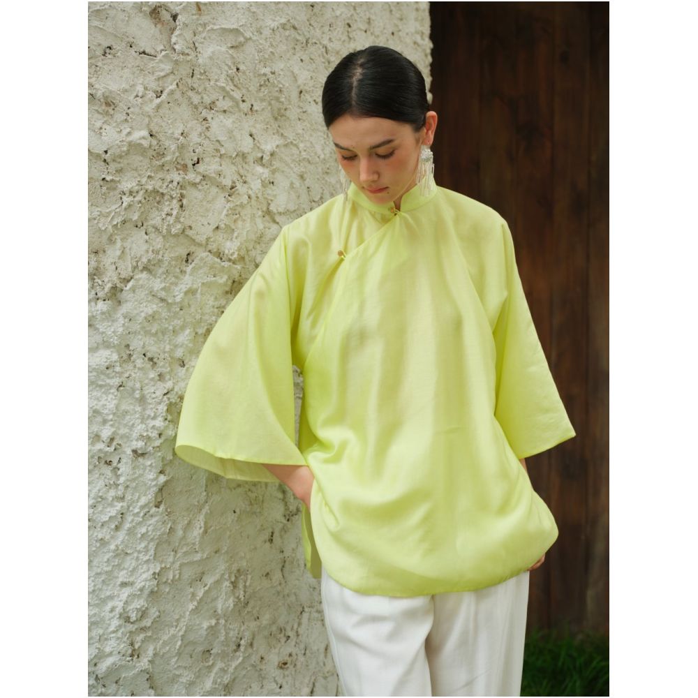 ASAYA7573 – Modern Mandarin Flow Top 🌿✨