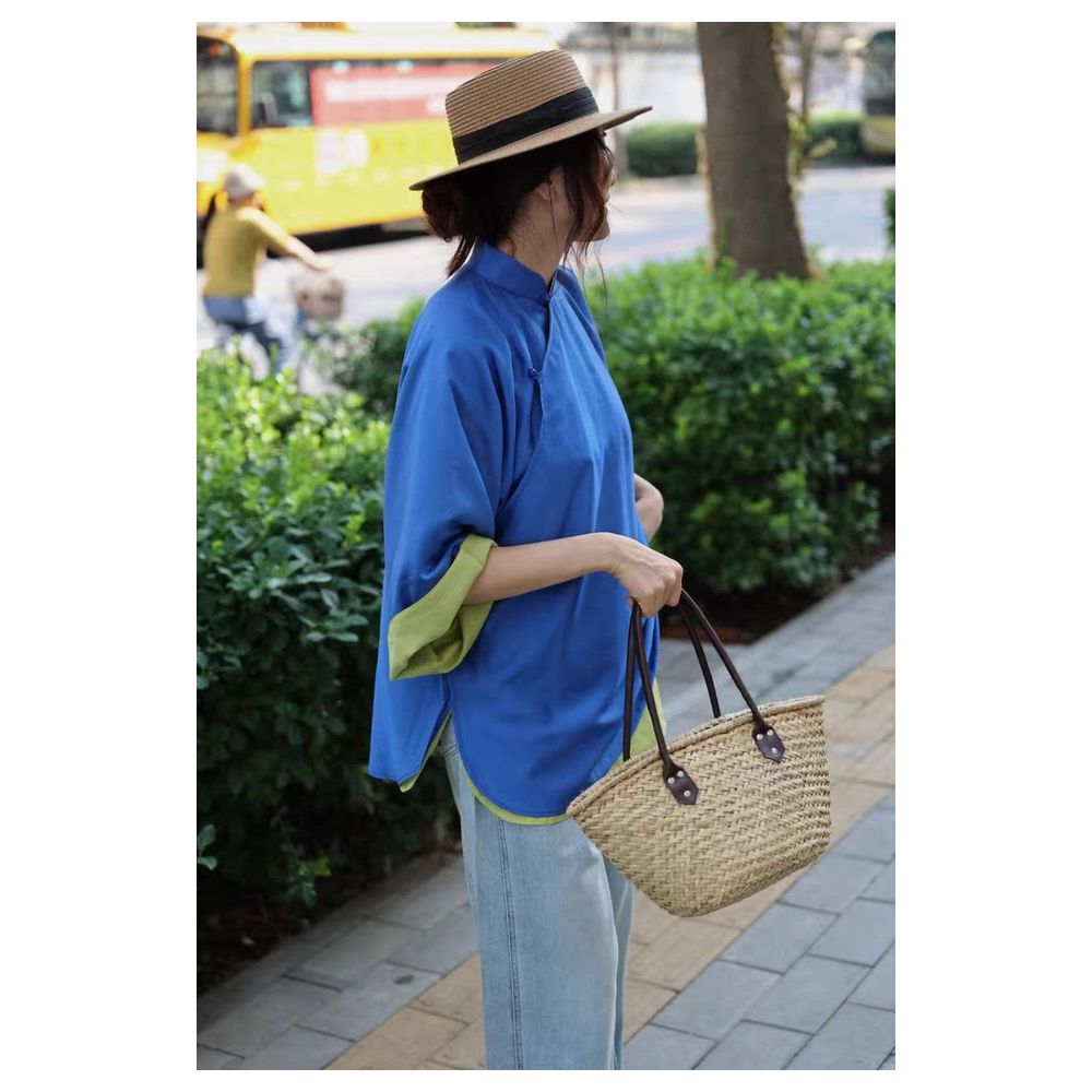 ASAYA7573 – Modern Mandarin Flow Top 🌿✨