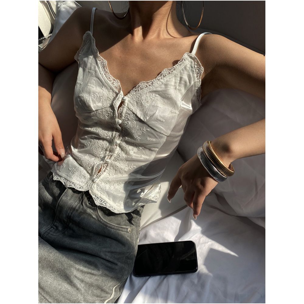 AcupStudio Jiangyou Shang Lace Camisole Top for Women Unique Design Versatile Slimming and Sexy Top image 0