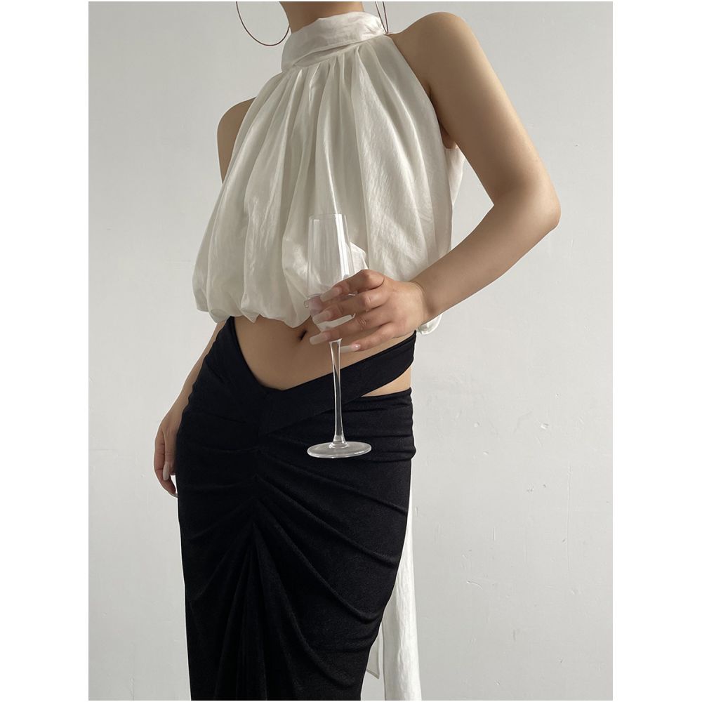 Acupstudio Jiang Youshang Ribbon Lyocell Sleeveless Shirt Women s Slim Fit High Neck Top image 0
