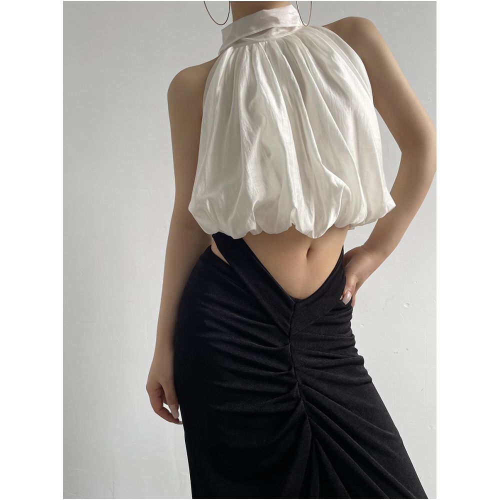 Acupstudio Jiang Youshang Ribbon Lyocell Sleeveless Shirt Women s Slim Fit High Neck Top image 1