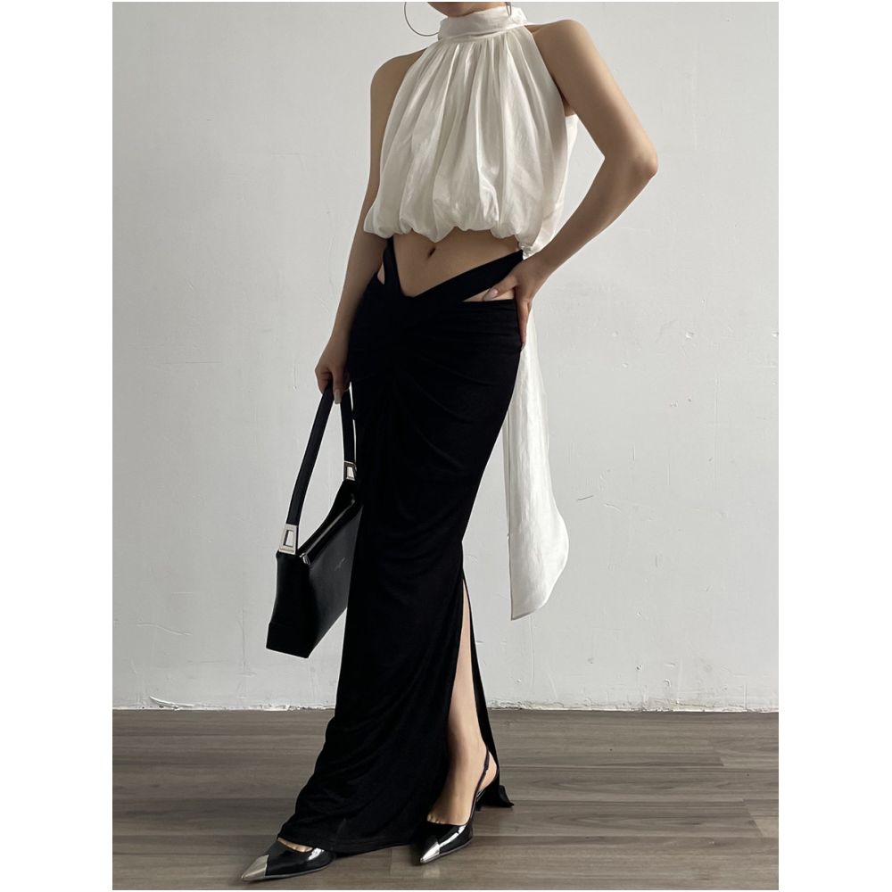 Acupstudio Jiang Youshang Ribbon Lyocell Sleeveless Shirt Women s Slim Fit High Neck Top image 2
