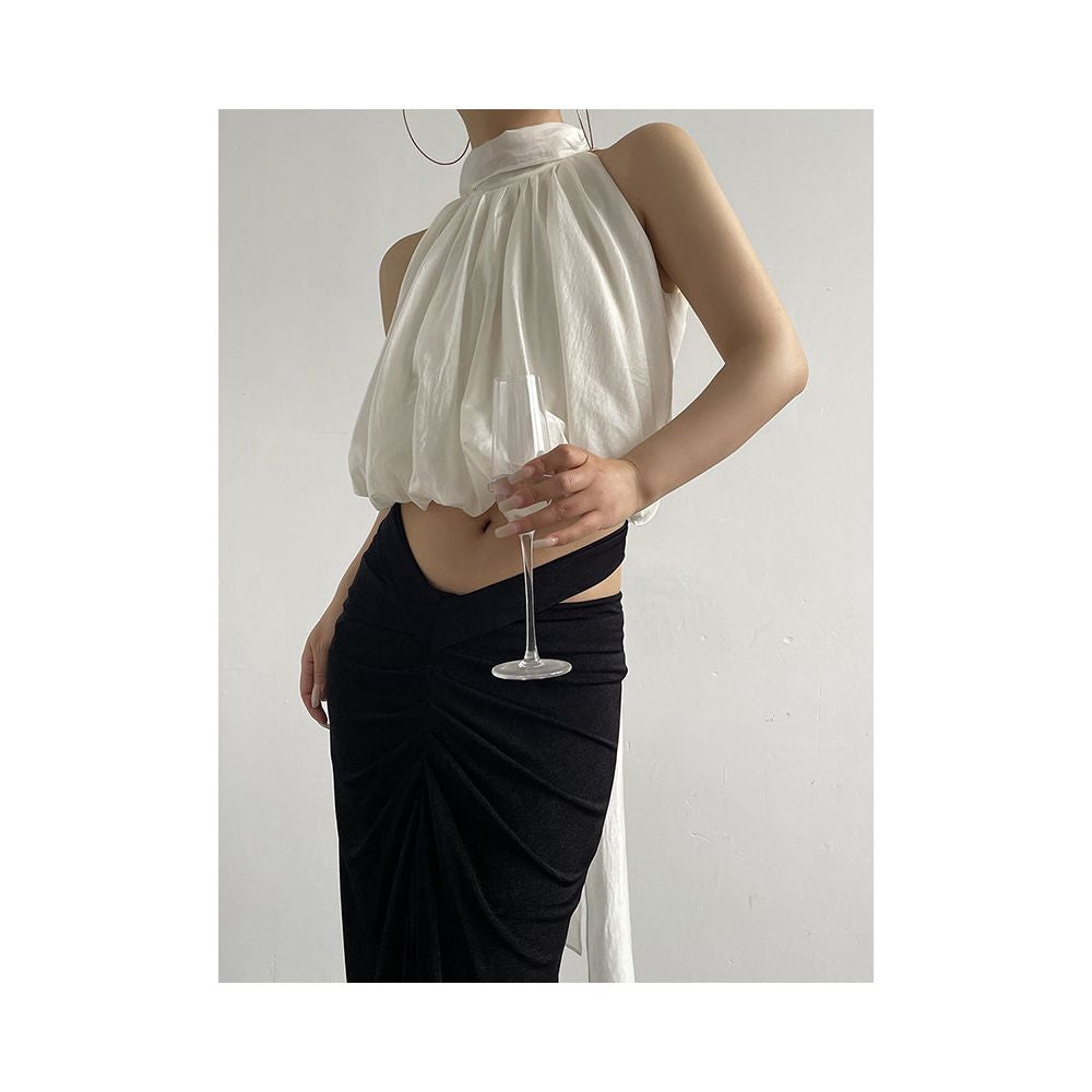 ASAYA7533 – Ivory Cloud Halter Top 🤍✨