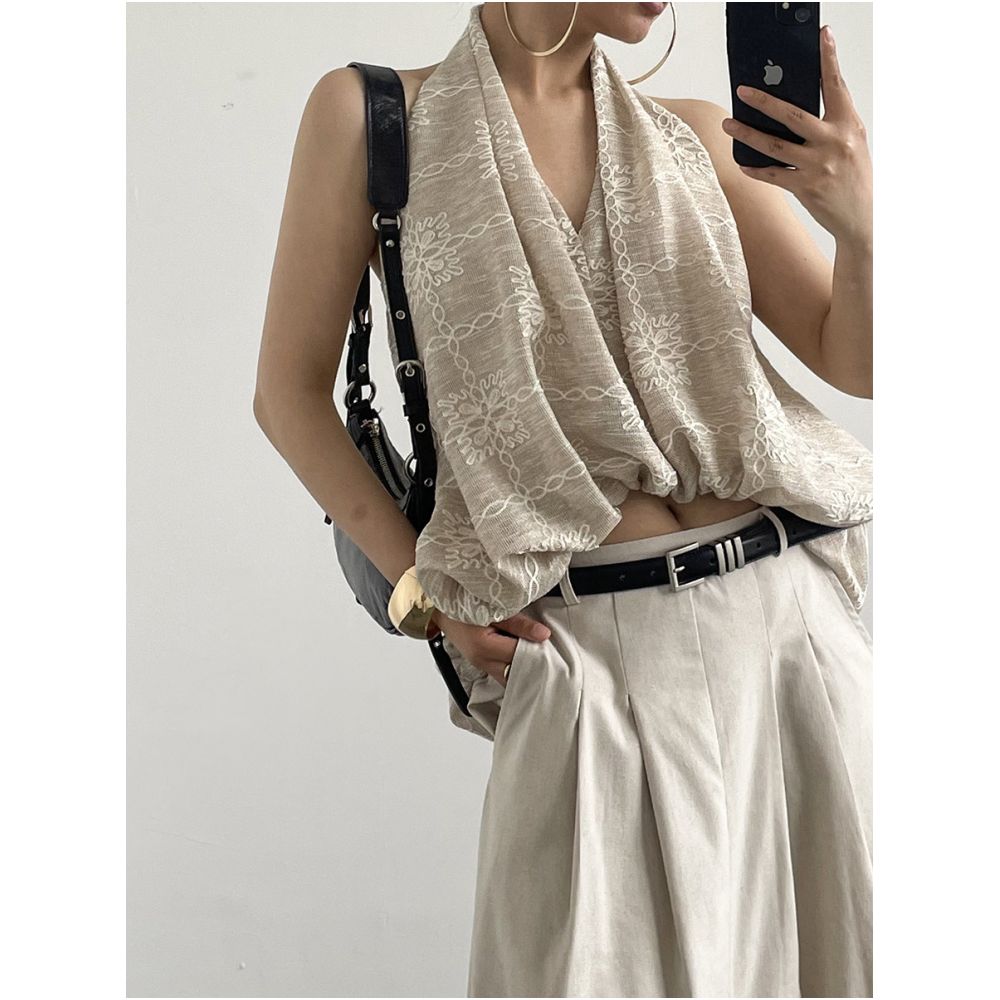 Acupstudio Jiang Youshang American style hot girl irregular crochet halter top image 0