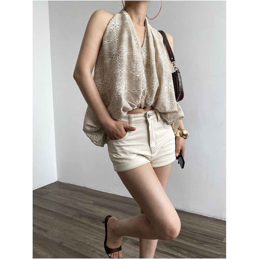 Acupstudio Jiang Youshang American style hot girl irregular crochet halter top image 1