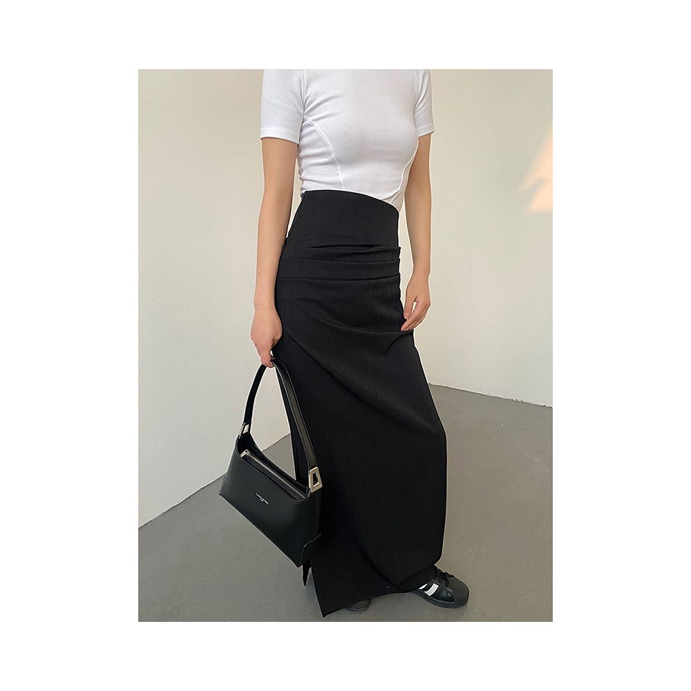 ASAYA7536 – Noir Sculpt High-Waist Maxi Skirt 🖤✨