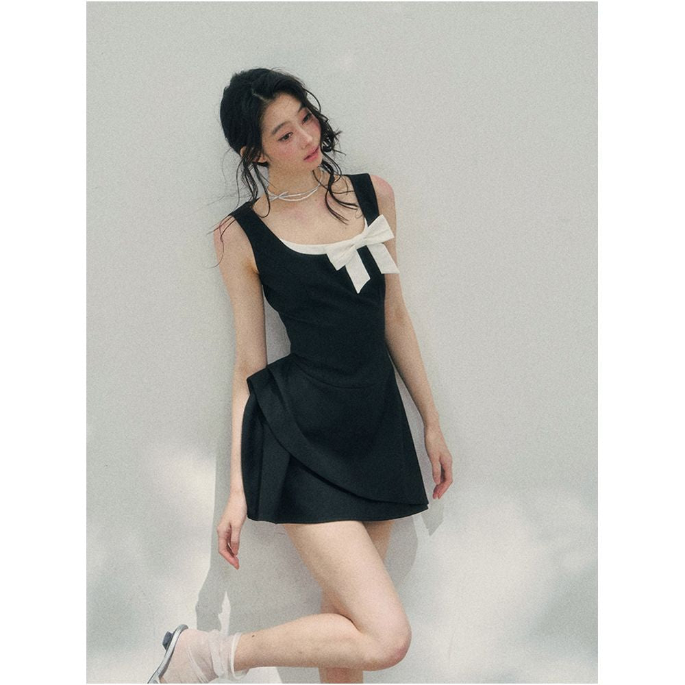 AOMALM s Her Sweetness Sinks Faux Two Piece French Dress for Women Summer Slimming Evening Dress Short Skirt image 2