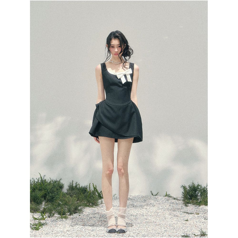 AOMALM s Her Sweetness Sinks Faux Two Piece French Dress for Women Summer Slimming Evening Dress Short Skirt image 4