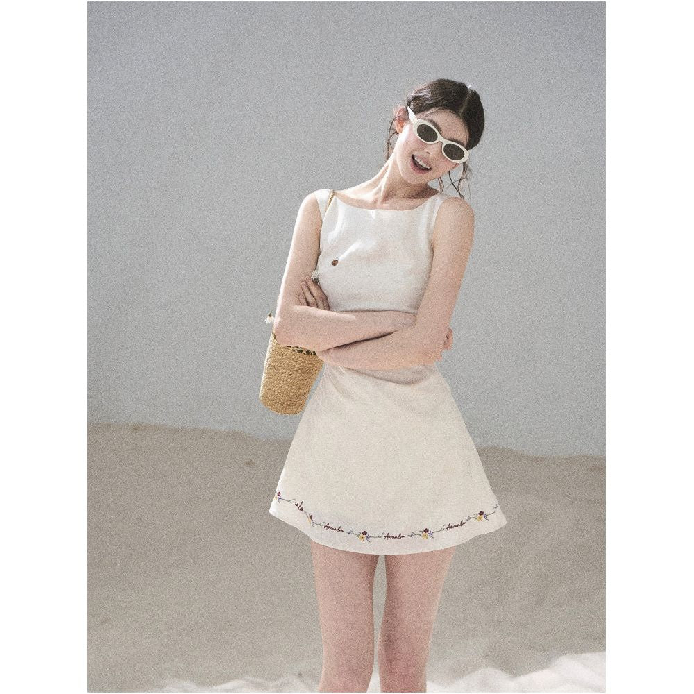 AOMALM s Sycamore Trees of the Town French Embroidered Dress for Women Summer Fitted Waist A line Puff Skirt image 4