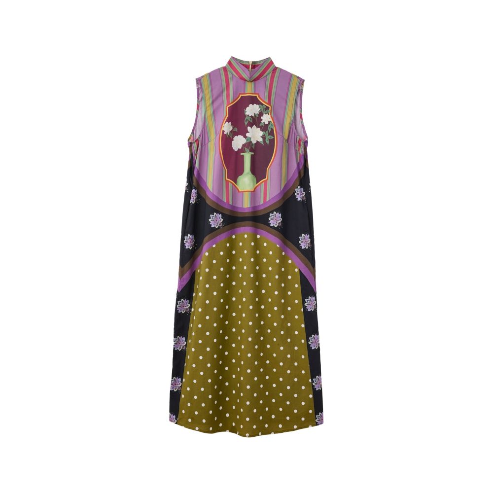 ASAYA7544 – Oriental Garden Silk Dress 🌸💜
