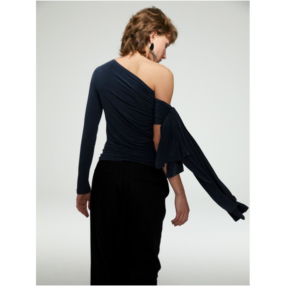 SIP CLASS Acetate Top Summer Designer Brand French Off Shoulder Knitted Ribbon Vest T Shirt for Women image 2