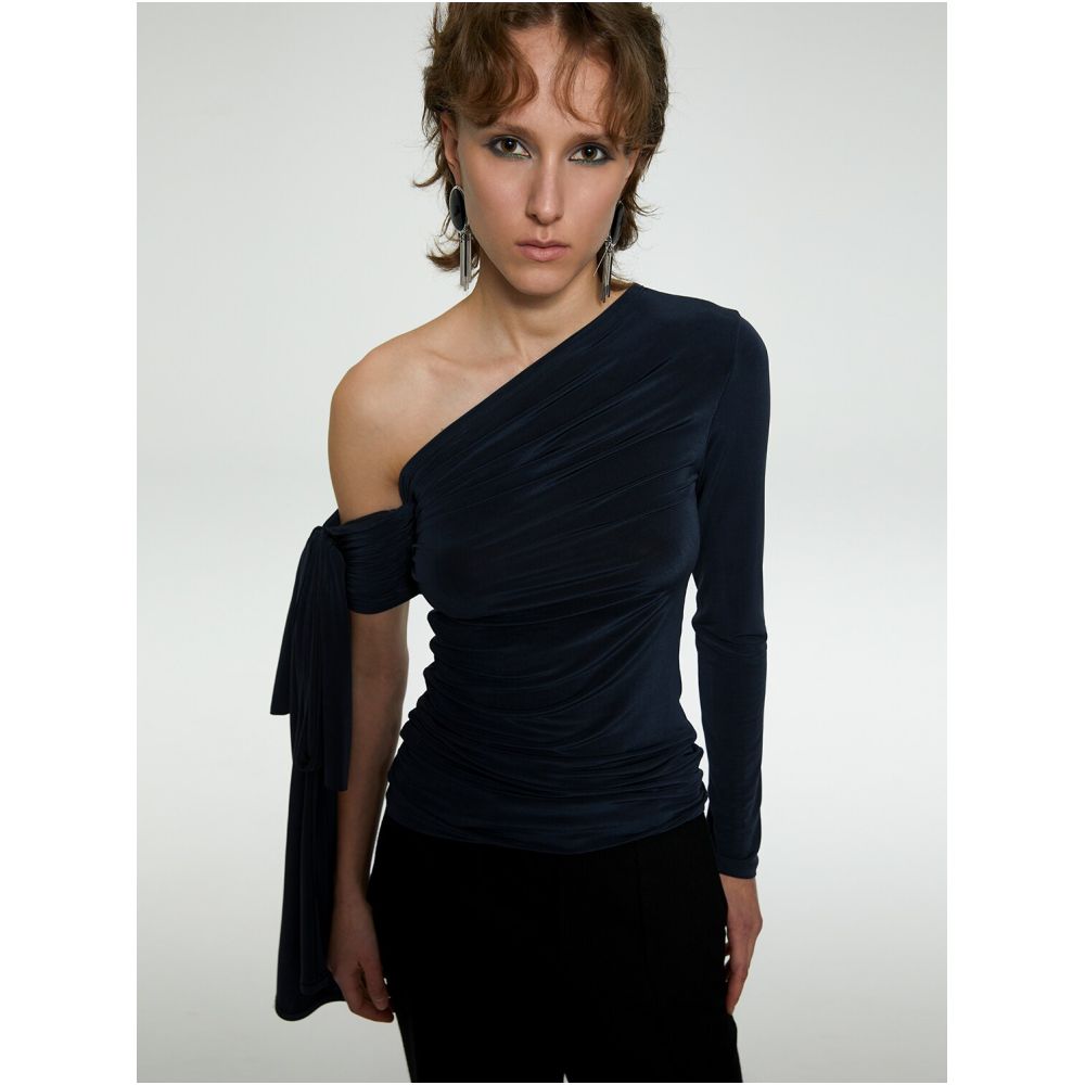 SIP CLASS Acetate Top Summer Designer Brand French Off Shoulder Knitted Ribbon Vest T Shirt for Women image 3