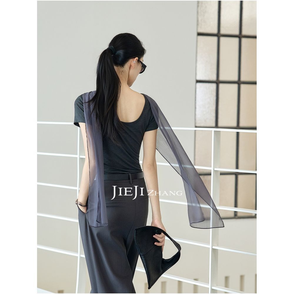 JIEJI ZHANG Piaomiao Lyocell French Slim Fit Short Sleeve Reversible T Shirt image 3