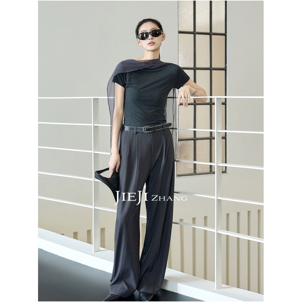 JIEJI ZHANG Piaomiao Lyocell French Slim Fit Short Sleeve Reversible T Shirt image 4