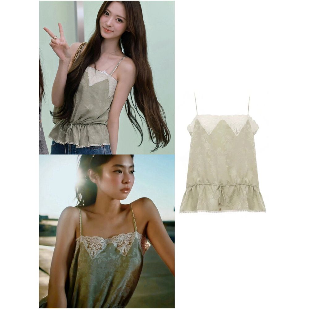 ASAYA7553 – Sage Lace Camisole Top 🌿🤍