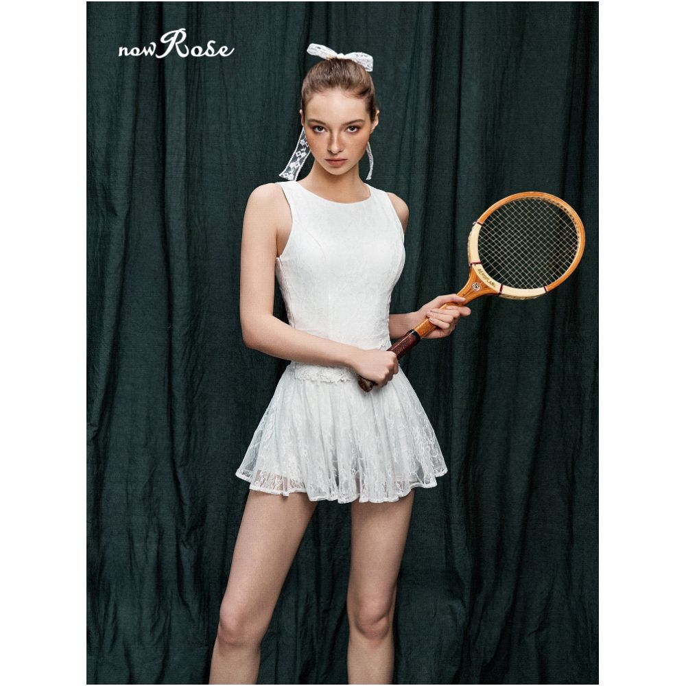 Official Authentic NowRose Original Women s Tennis Dress Lace Tennis Skirt Badminton Sports Dress image 4