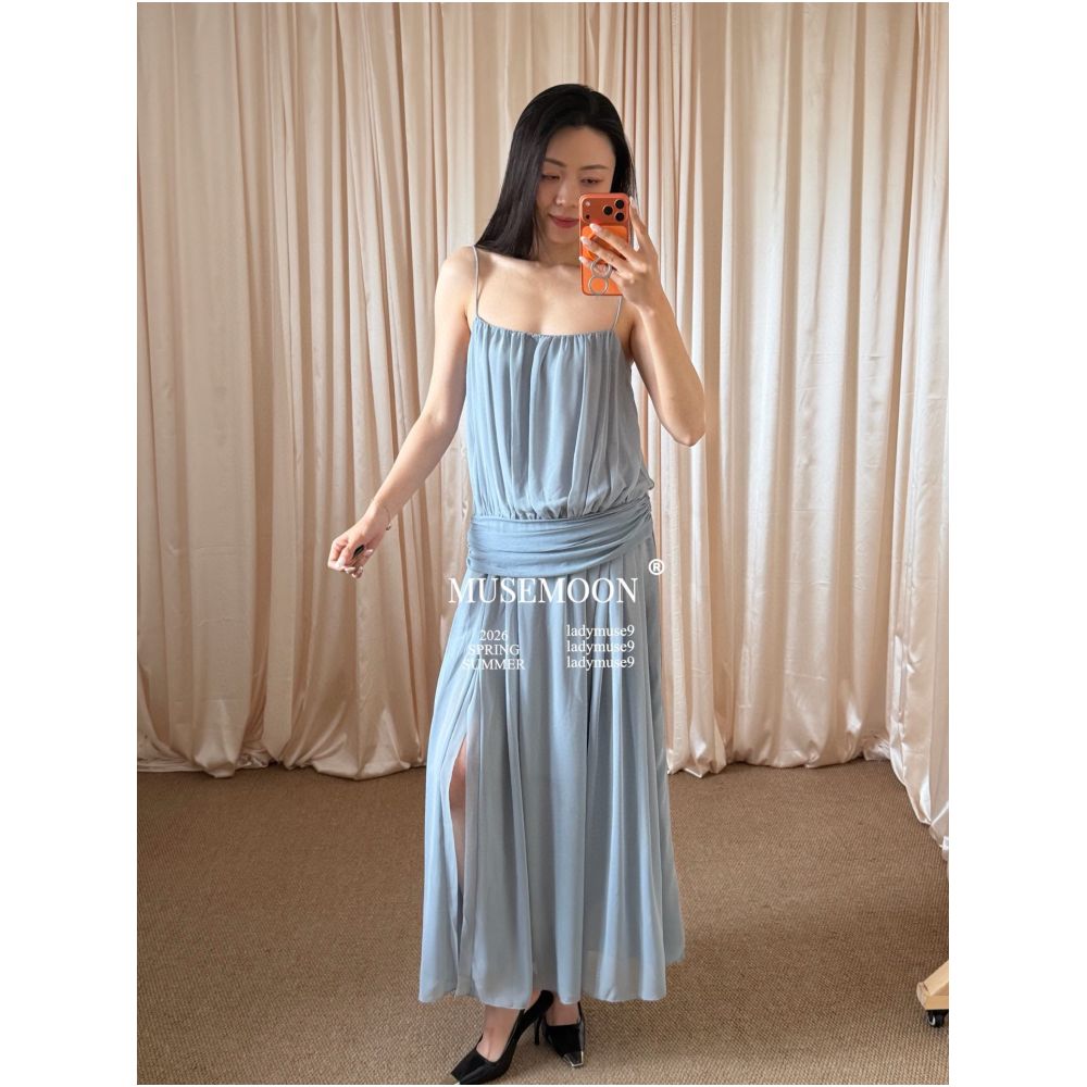 ASAYA7561 – Soft Muse Draped Maxi Dress 🩵🌸