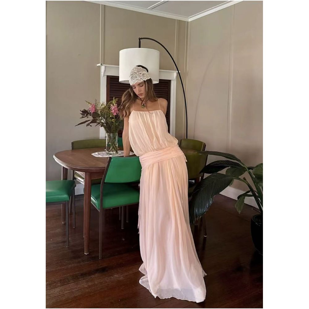 ASAYA7561 – Soft Muse Draped Maxi Dress 🩵🌸