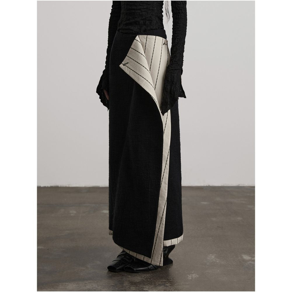 #ASAYA7580 – Monochrome Layered Wrap Skirt 🖤🤍