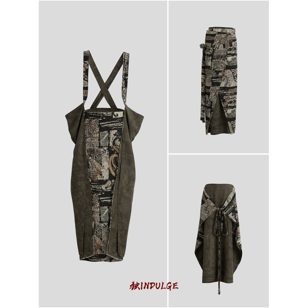 INDULGE Lyocell Double sided Print Multi wear Wrap style Straight Midi Skirt Long Skirt image 4