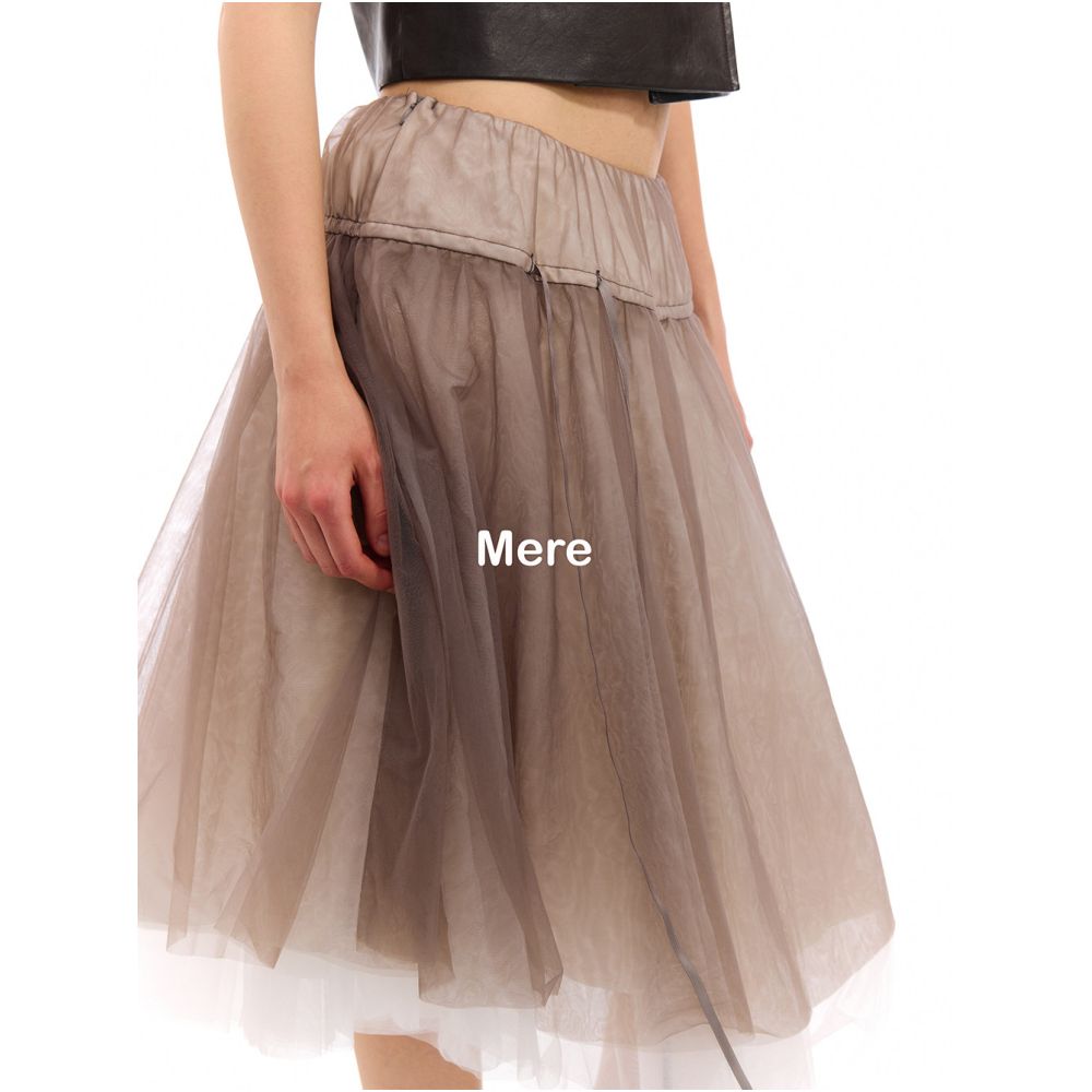 Mere s Heavy Duty Pleated Ballet Mesh Skirt Retro Simple Puffy Umbrella Skirt for Women image 0